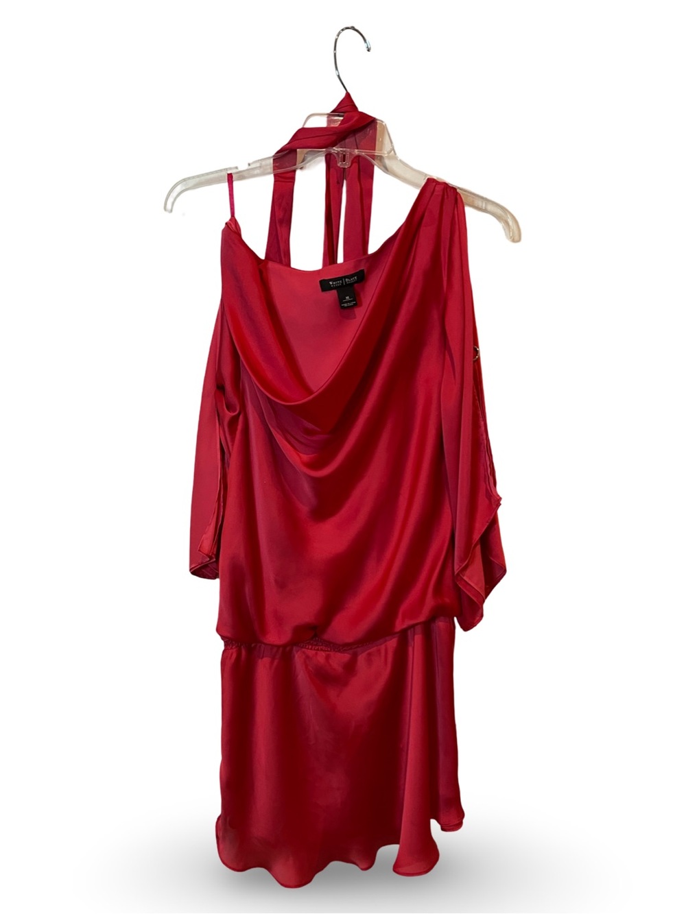 White House Black Market Red One-Shoulder Satin Dress - Picture 4 of 13